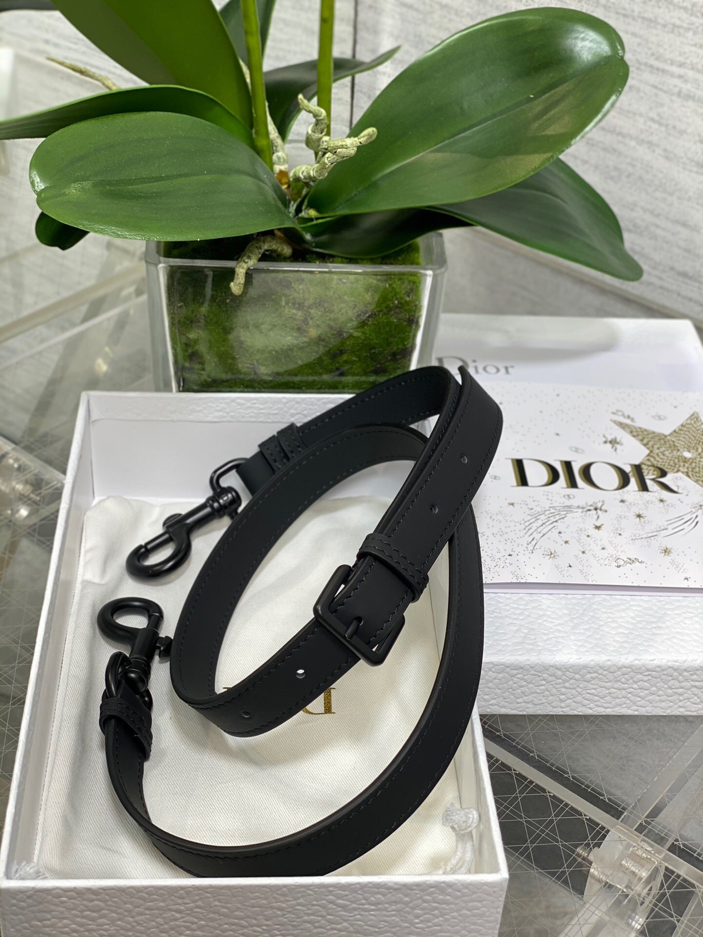 Dior Mini Saddle Bag with Strap "Black Ultramatte Calfskin"