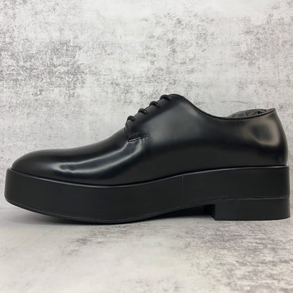 Prada Brushed Leather Derby Shoes "Black"