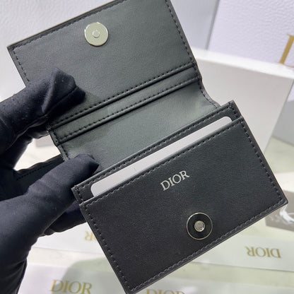 Dior Business Card Holder Beige and Black Dior Oblique Jacquard