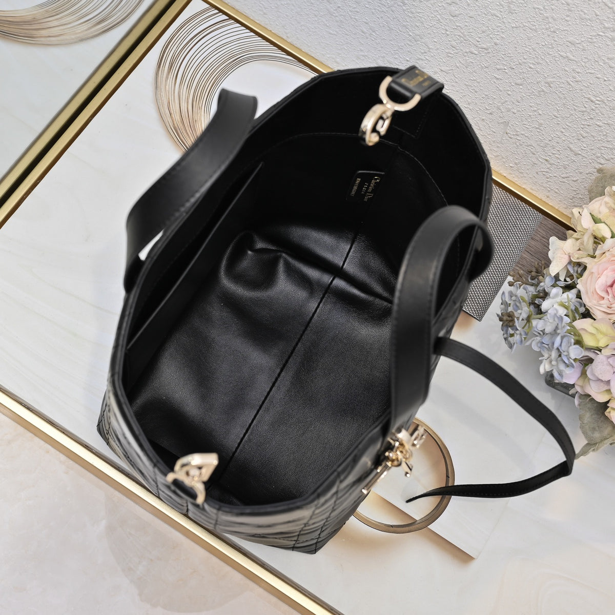 Dior Small Dior Toujours Vertical Tote Bag "Black Macrocannage Calfskin"