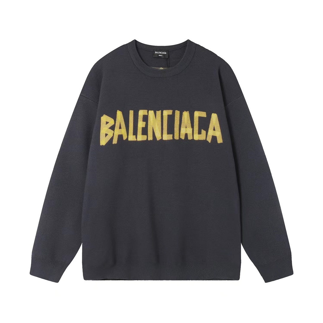 Balenciaga Double Front Sweater "Grey-Yellow"