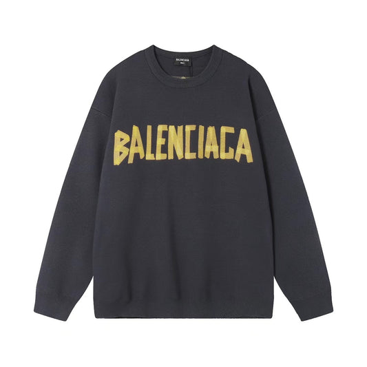 Balenciaga Double Front Sweater "Grey-Yellow"
