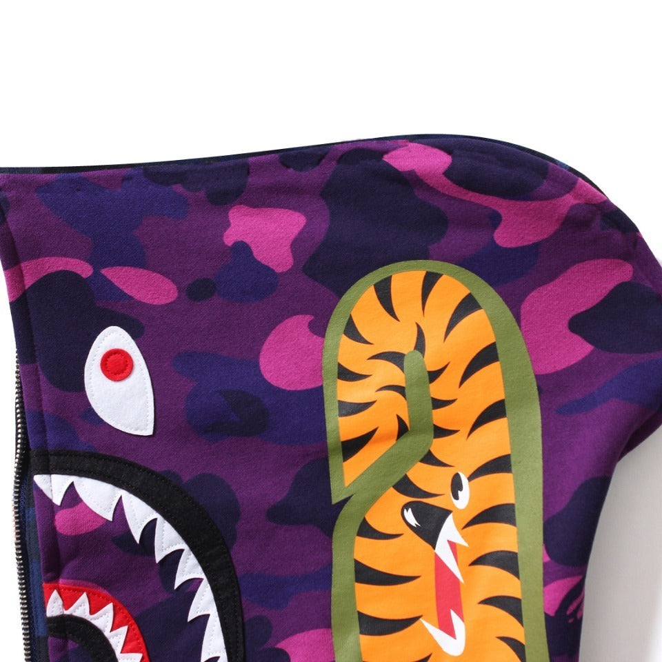 BAPE Colour Camo Separate Shark Full Zip Hoodie "Navy/Purple"
