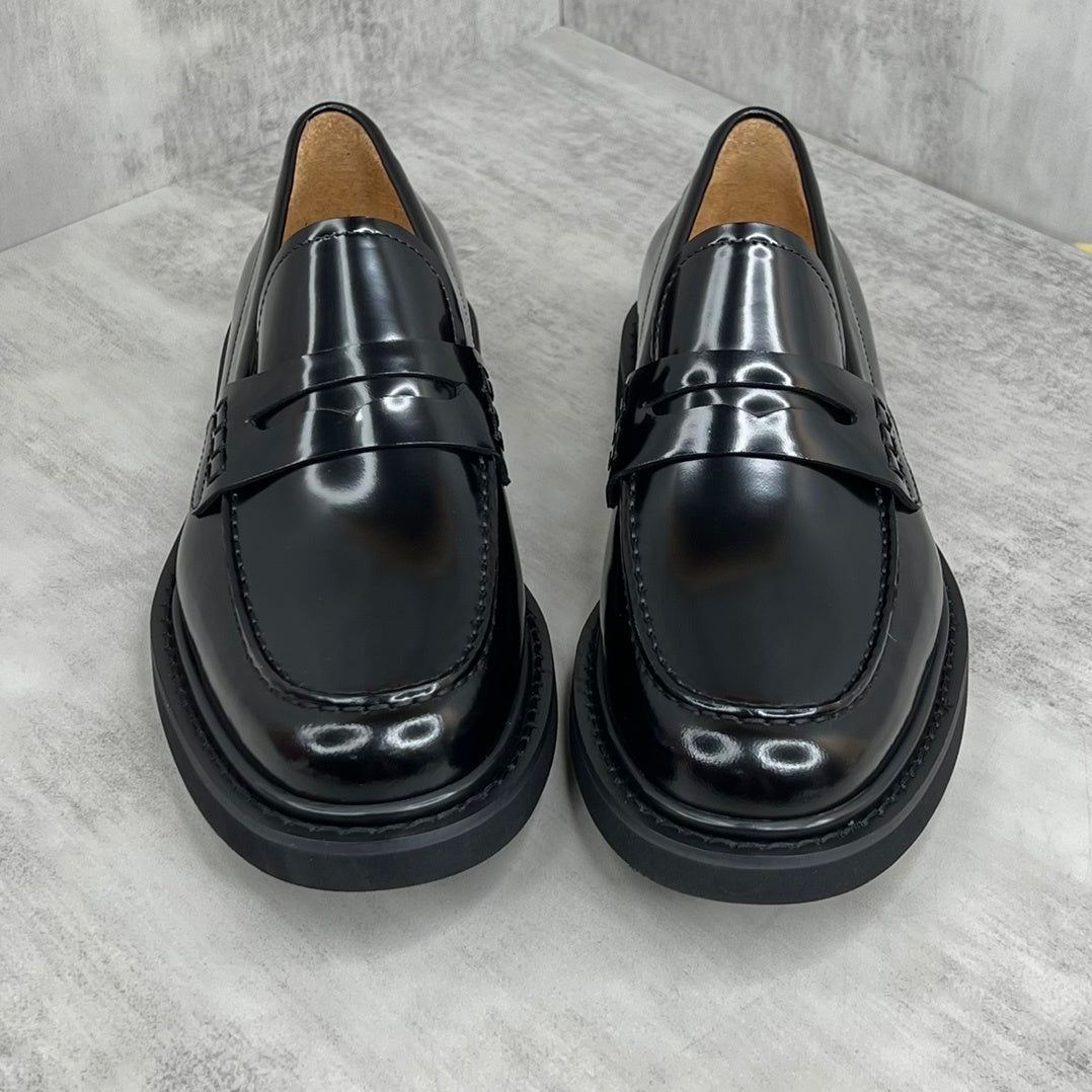 Dior Leather Loafers Strap "Black"