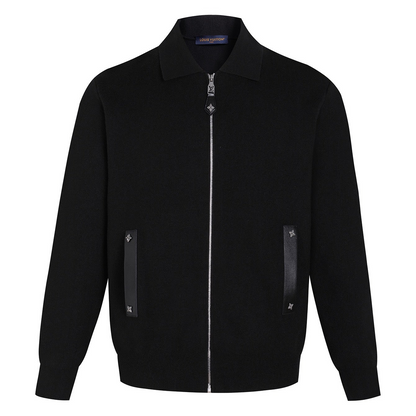 Louis Vuitton Knit Blouson with Leather Details "Black"