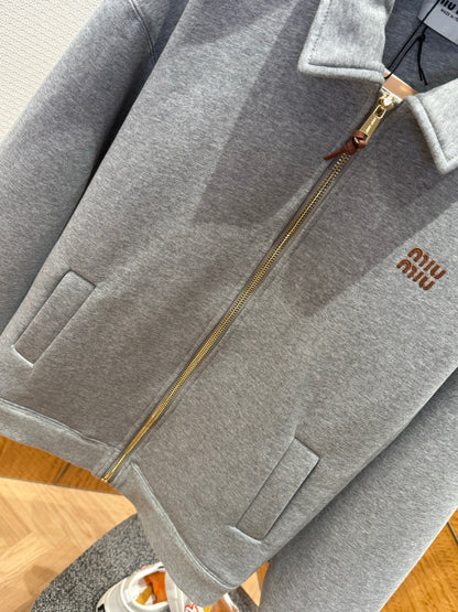Miu Miu Jersey Blouson Jacket "Grey"
