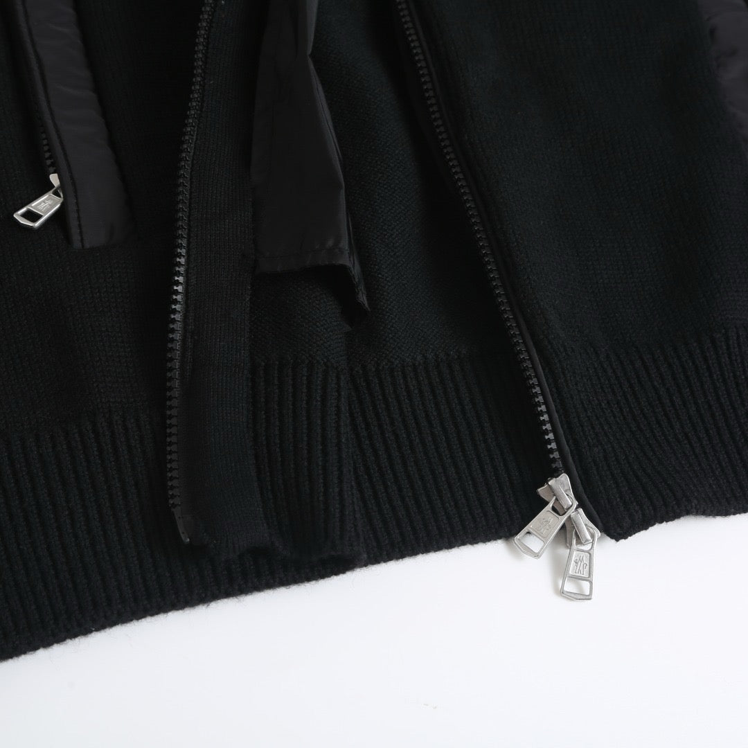 Moncler Padded Wool Zip-Up Cardigan "Black"