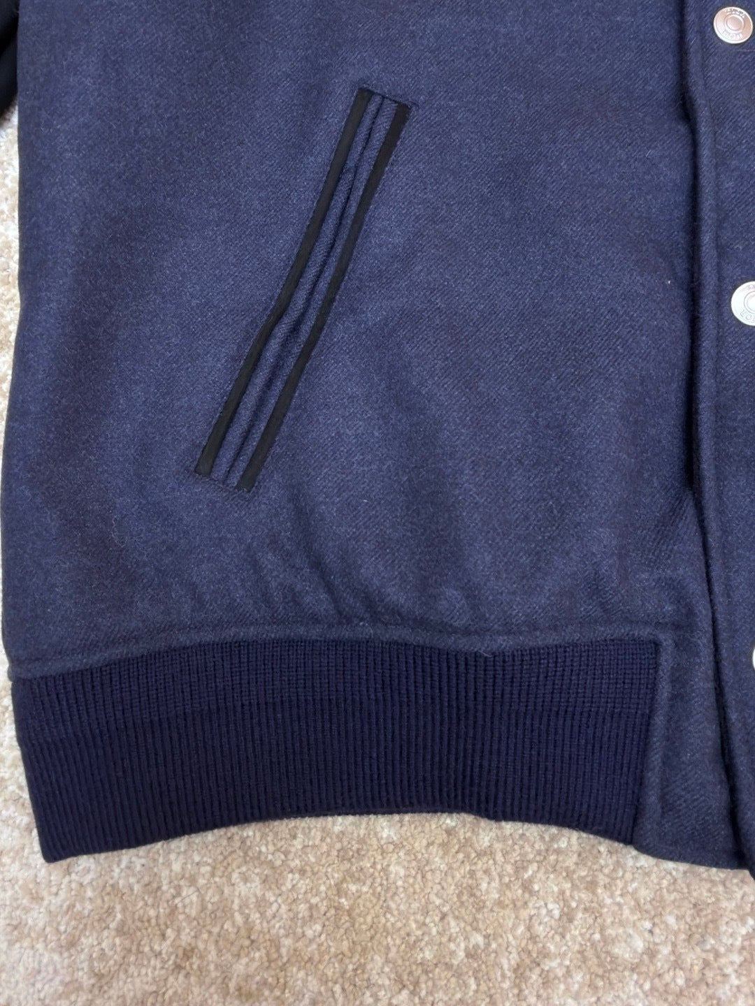 Dior Ribbon Varsity Jacket "Blue Lambskin Suede and Cotton"