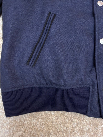 Dior Ribbon Varsity Jacket "Blue Lambskin Suede and Cotton"