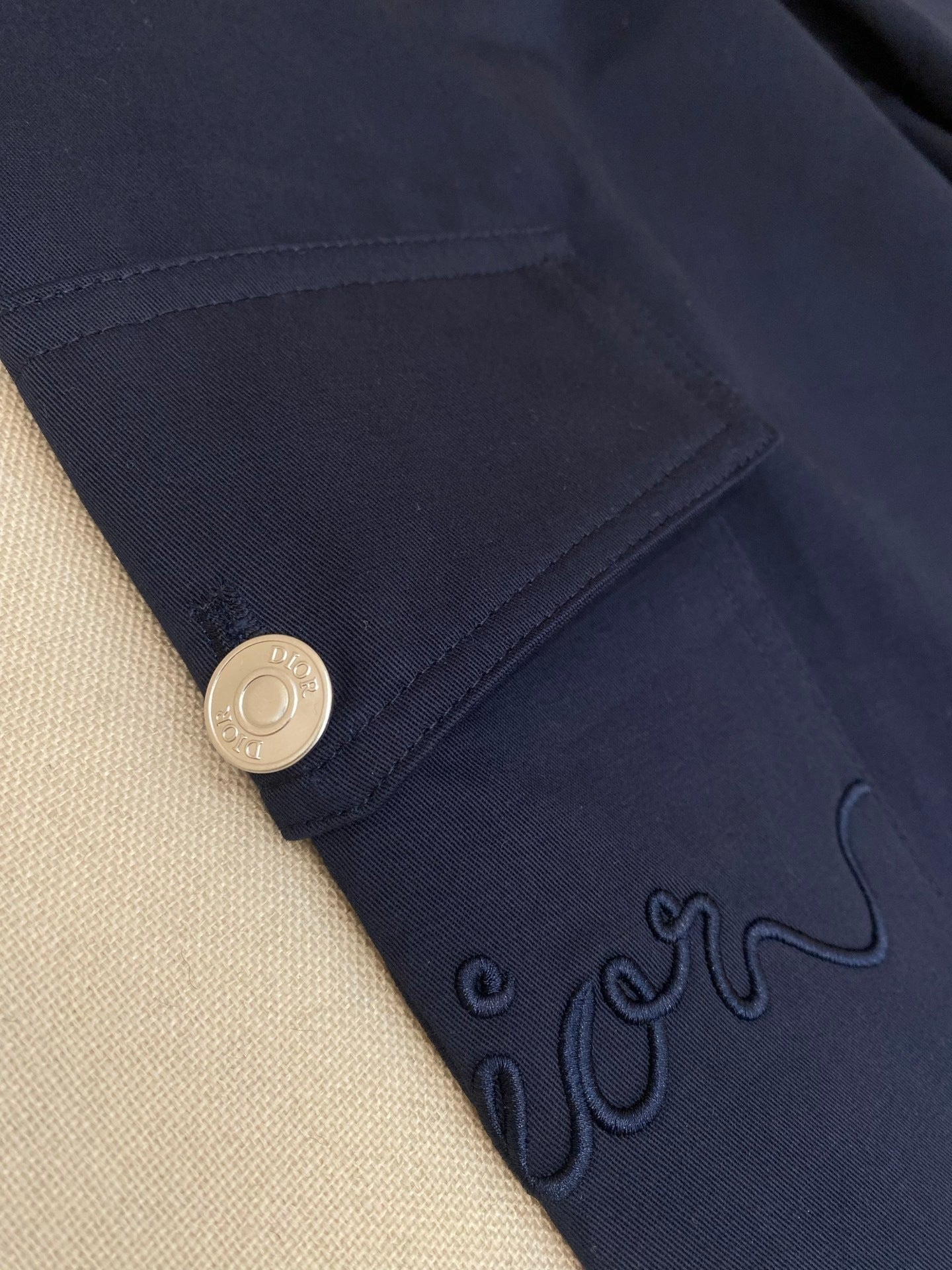 Dior Ribbon Cargo Pants "Blue Cotton Twill"