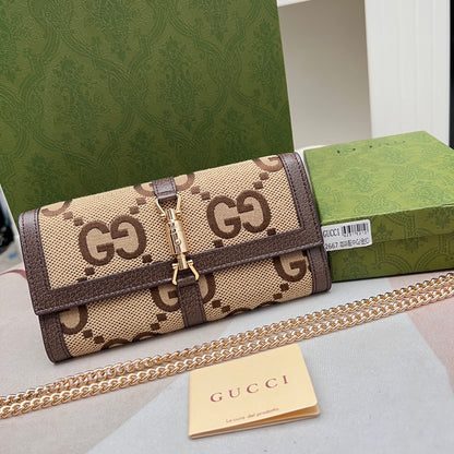 Gucci Jackie 1961 GG Jumbo Continental Chain Wallet