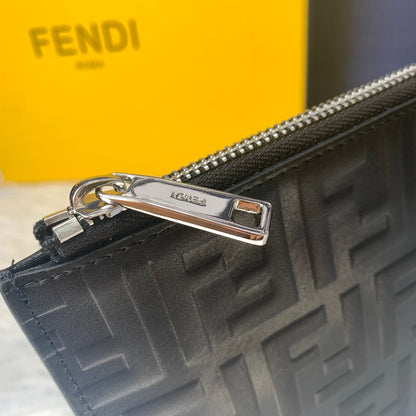 Fendi FF Embossed Leather Clutch Bag