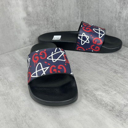 Gucci Ghost Slides "Star Print Black-Blue"