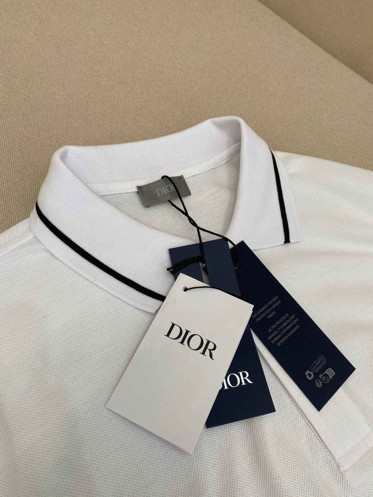 Dior Bee Embroidered Polo Shirt "White Cotton Mesh Fabric"