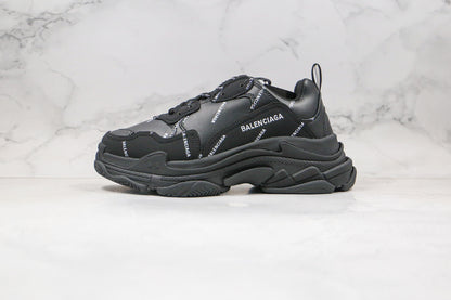 Balenciaga Triple S "Black-White All Over Logo"
