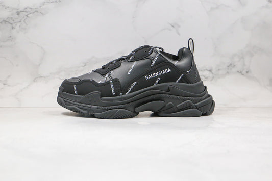 Balenciaga Triple S "Black-White All Over Logo"