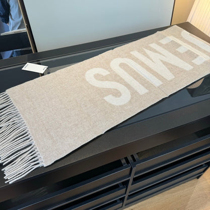 Jacquemus Logo Fringed Scarf "Cream"