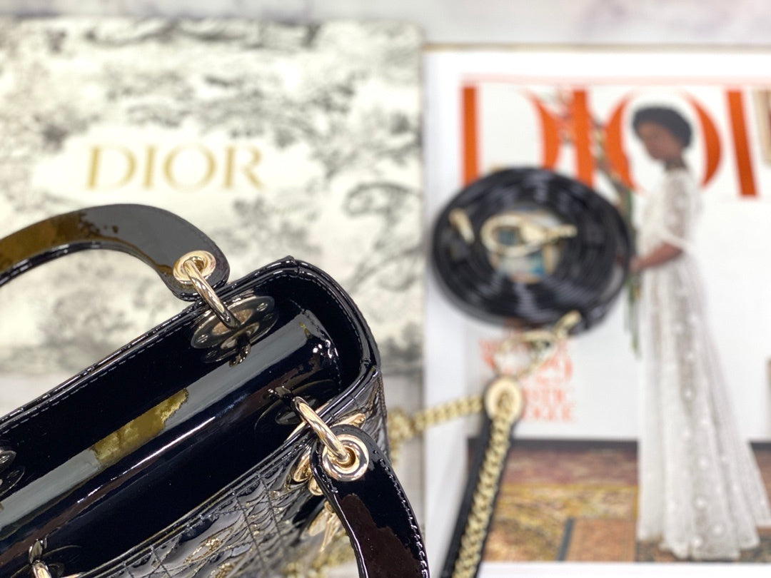 Dior Mini Lady Dior Bag "Black Patent Cannage Calfskin"