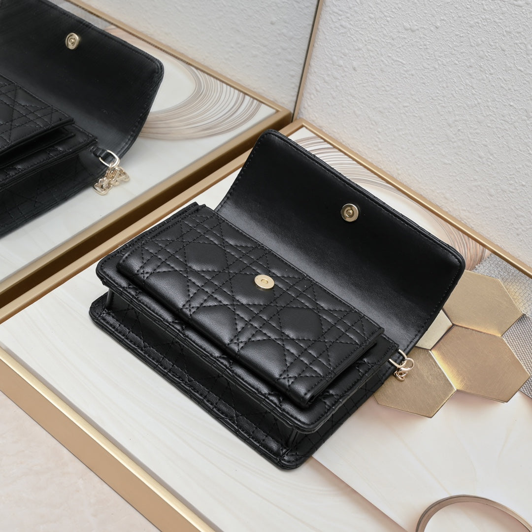 Dior My Dior Daily Pouch with Chain "Black Cannage Lambskin"