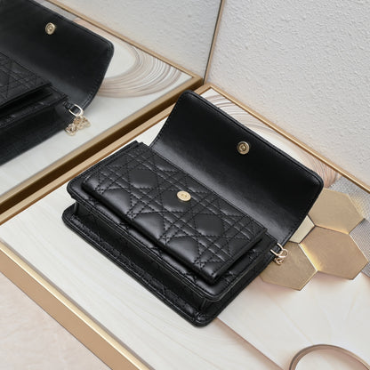 Dior My Dior Daily Pouch with Chain "Black Cannage Lambskin"