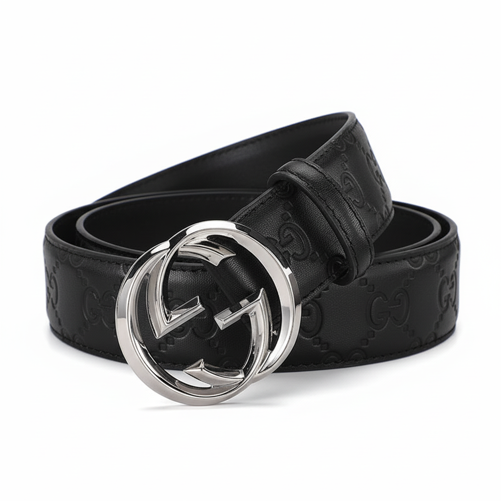 Gucci Leather Belt "Black-Silver"