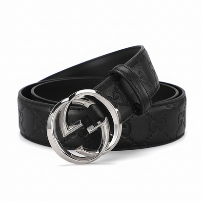 Gucci Leather Belt "Black-Silver"