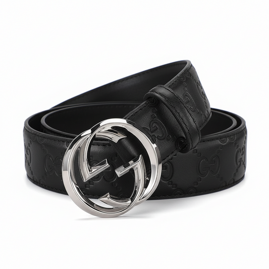 Gucci Leather Belt "Black-Silver"
