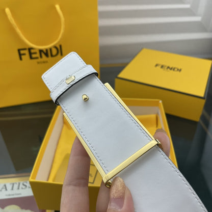 Fendi FF Embossed 38mm Leather Belt "White"