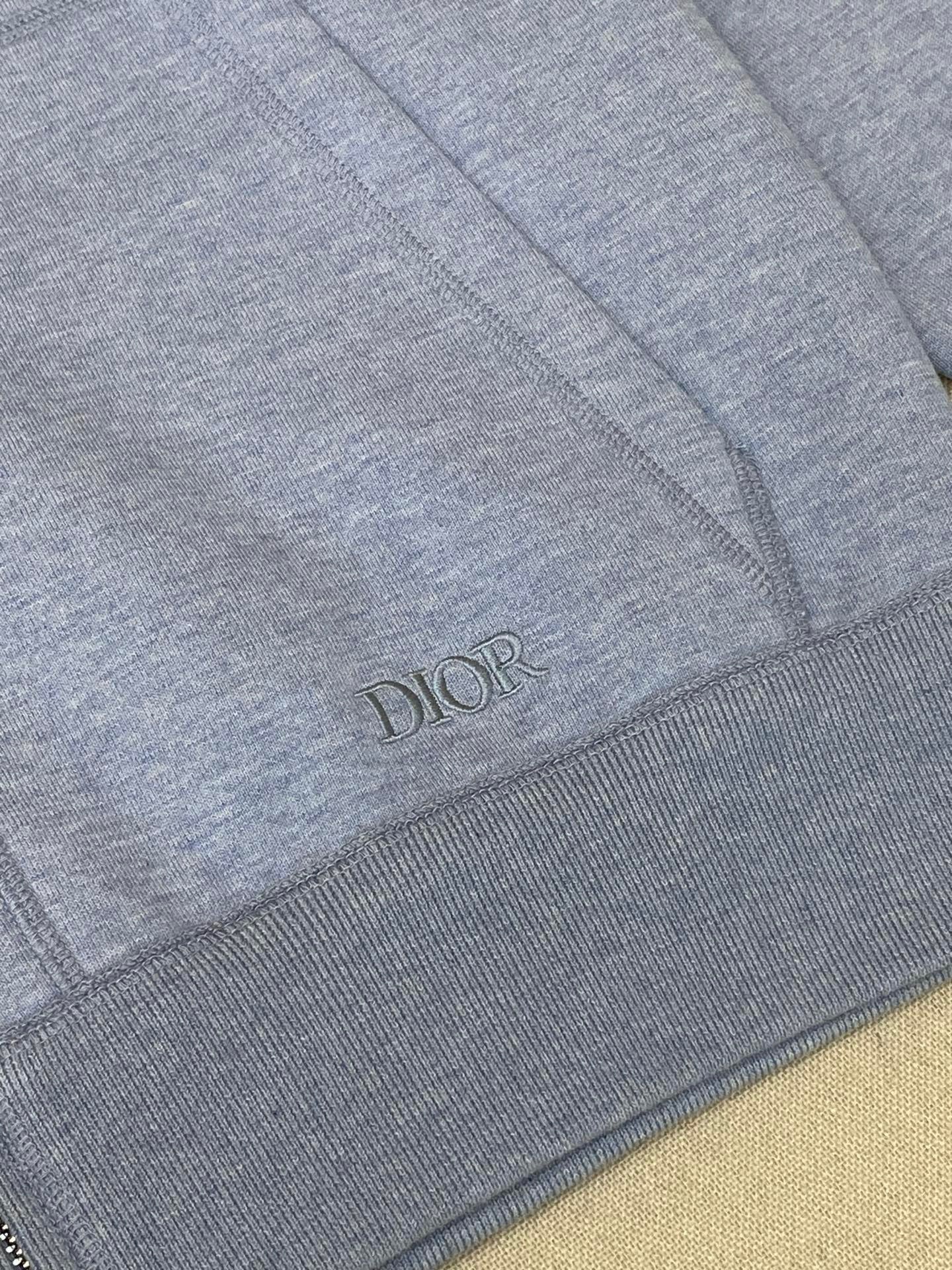 Dior Hooded Track Jacket "Gray Cotton and Cashmere Knit"