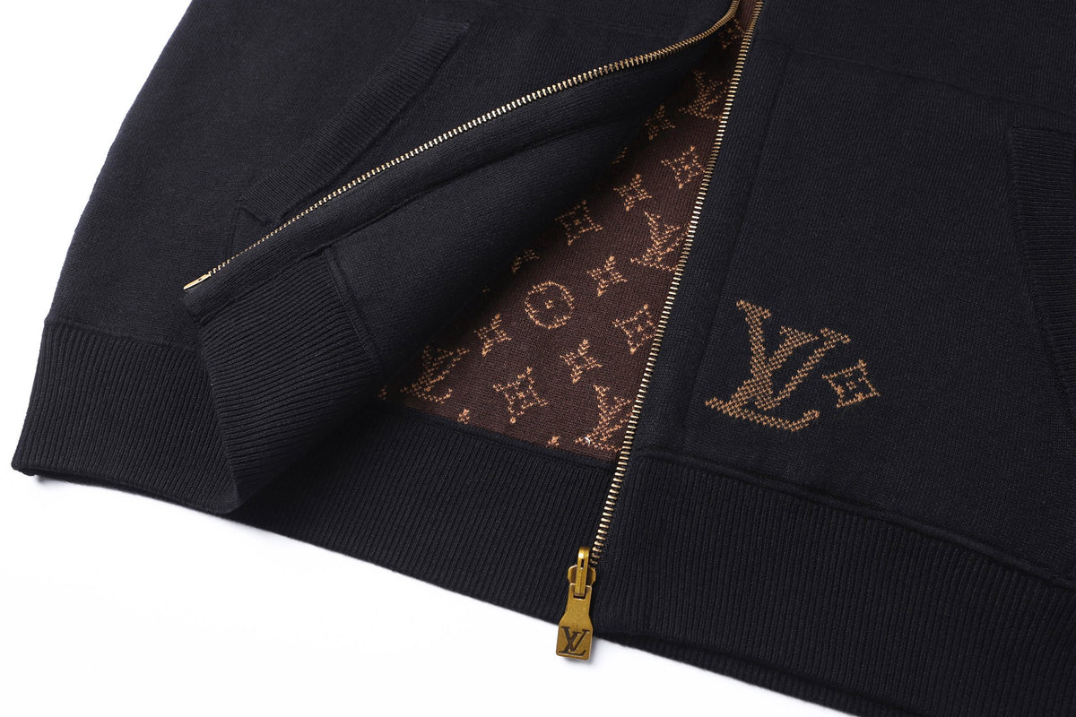 Louis Vuitton Monogram Reversible Double Face Knitted Hooded Blouson "Black"