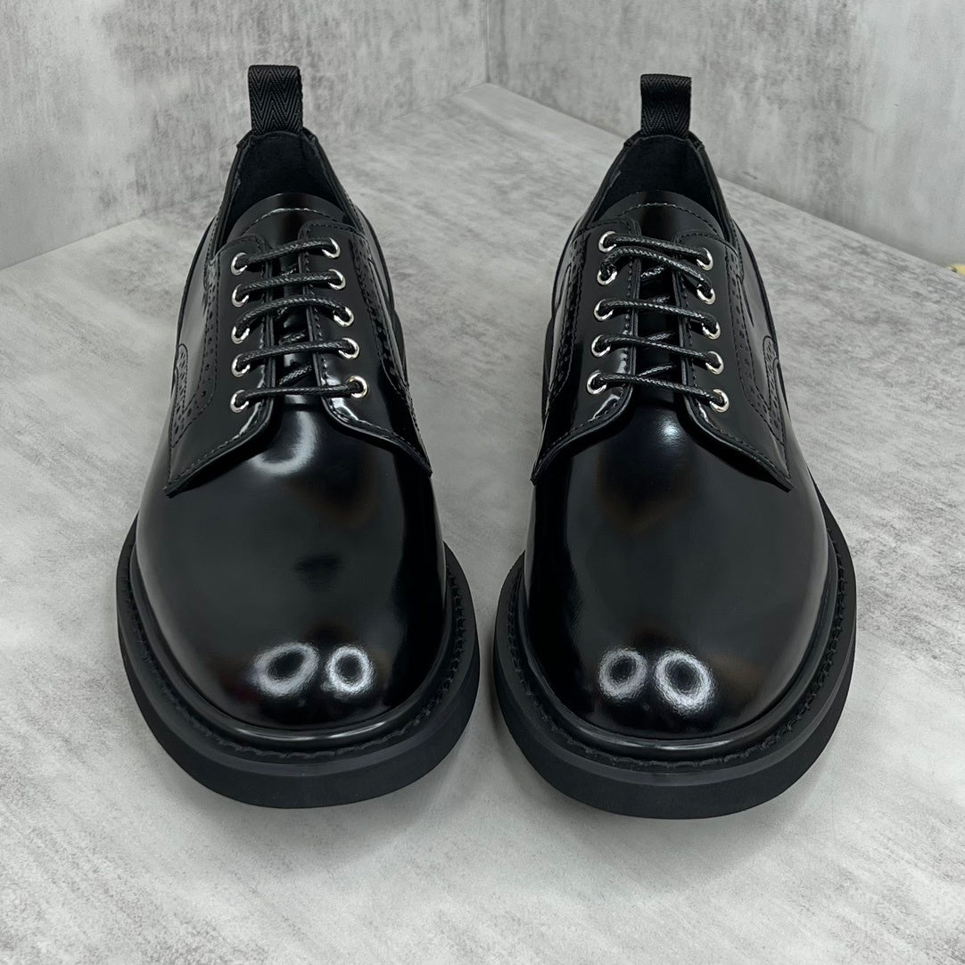 Dior Leather Derby Perforated Shoes "Black"