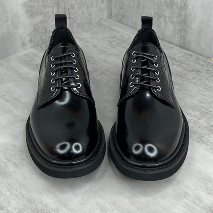 Dior Leather Derby Perforated Shoes "Black"