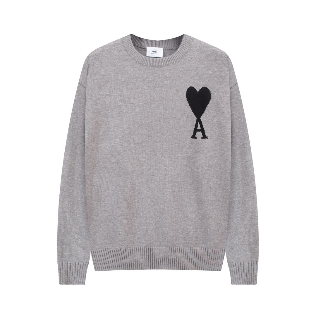 AMI Paris Ami De Coeur Sweater "Light Grey"