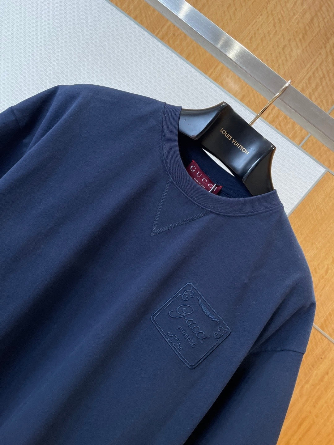 Gucci Cotton Jersey T-Shirt with Embroidery "Navy Blue"