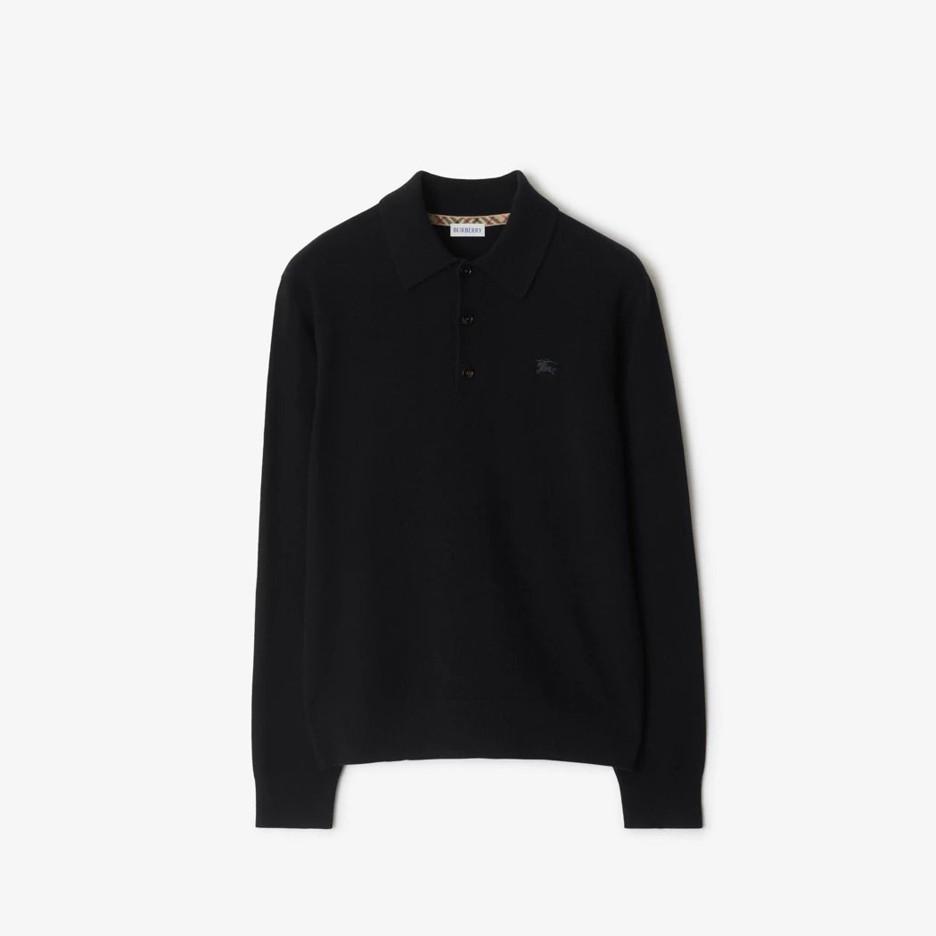 Burberry Long-sleeve Cashmere Blend Polo Shirt "Black"
