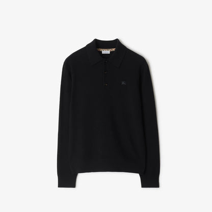 Burberry Long-sleeve Cashmere Blend Polo Shirt "Black"