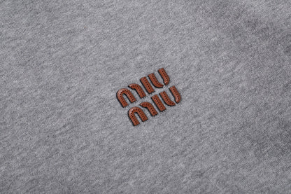 Miu Miu Jersey Zip-up Hoodie "Grey"
