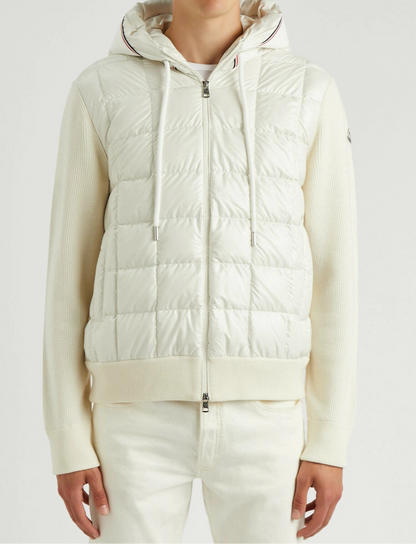 Moncler Paneled Down and Wool Jacket "White"