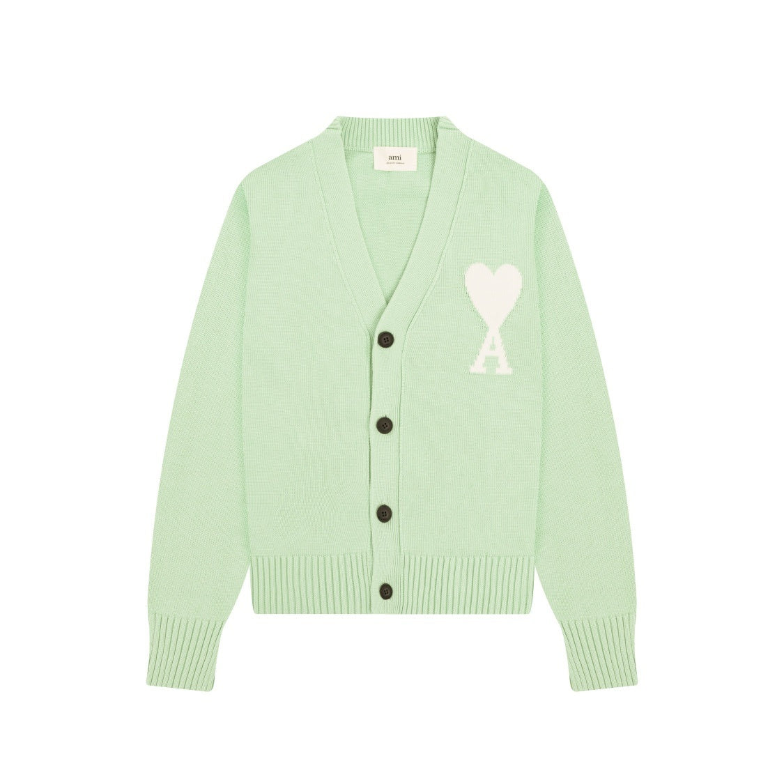 AMI Paris Ami De Coeur Cardigan "Pastel Green"