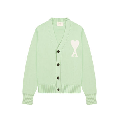 AMI Paris Ami De Coeur Cardigan "Light Green"