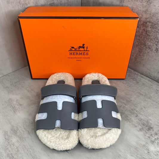 Hermes Chypre Sandals "Grey"