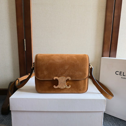 Celine Teen Triomphe Bag in Nubuck Calfskin "Camel"
