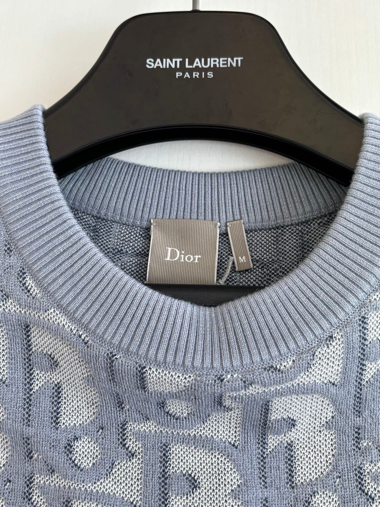 Dior Oblique T-Shirt "Blue Cotton-Wool-Silk Jacquard"
