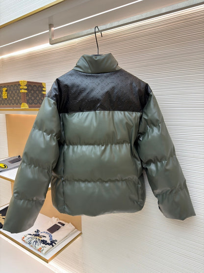 Louis Vuitton Leather Down Jacket "Dark Green"