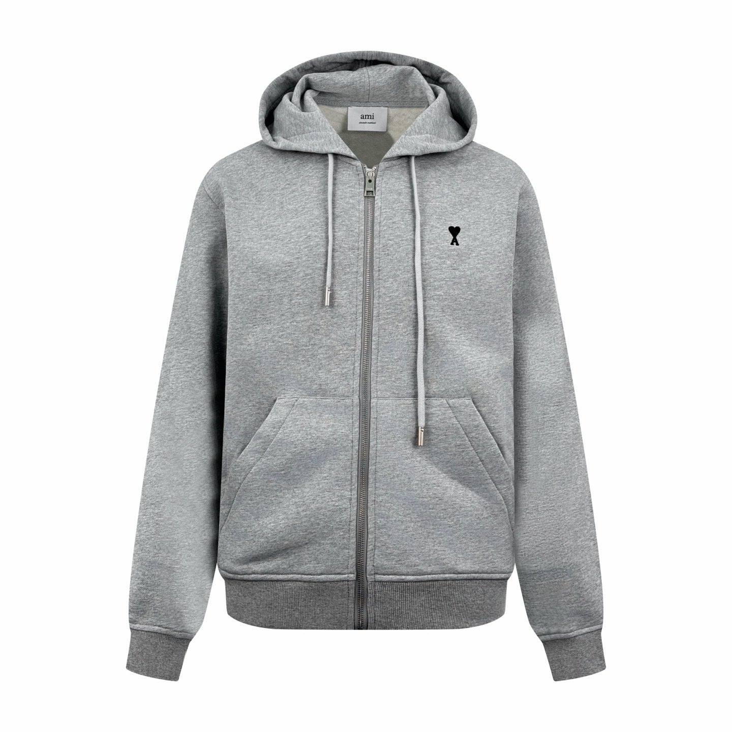 Ami Paris Zip-Up Hoodie "Grey"