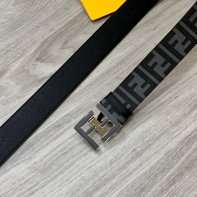 Fendi FF Squared 40mm Leather Reversible Belt "Black"