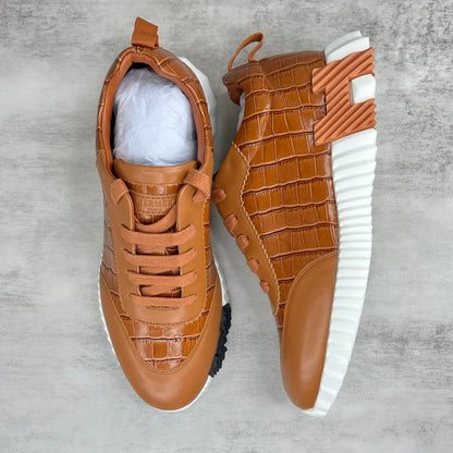 Hermes Bouncing Sneakers "Brown Crocodile Pattern"