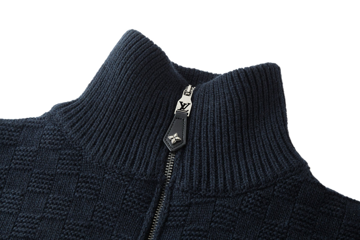 Louis Vuitton Cashmere-Wool Blend Half-Zip Pullover "Navy"