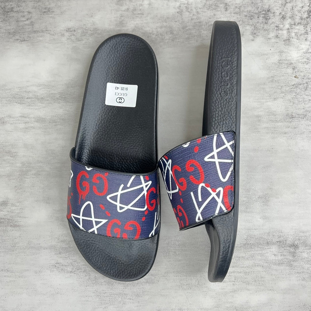 Gucci Ghost Slides "Star Print Black-Blue"