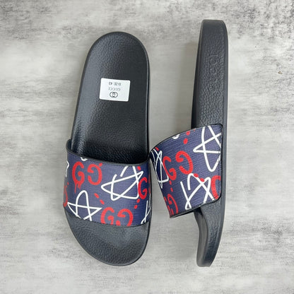 Gucci Ghost Slides "Star Print Black-Blue"